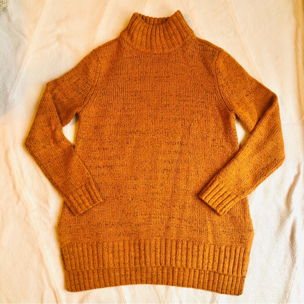 Tunic length mock neck sweater